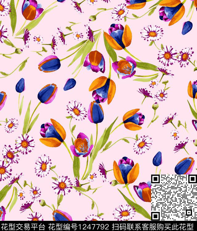 郁金香牡丹LV数码印花华亿平台下载（图片编号: 1247792） - 瓦栏（Walan）