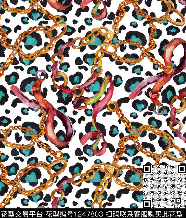 链条皮带豹纹数码印花华亿平台下载（图片编号: 1247803） - 瓦栏（Walan）