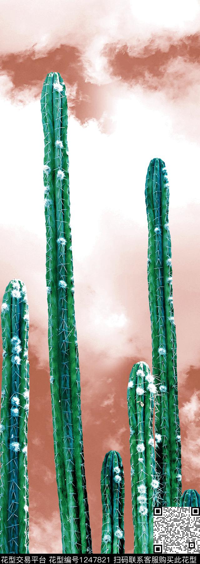 仙人棍蓝天热带华亿平台数码印花华亿平台下载（图片编号: 1247821） - 瓦栏（Walan）