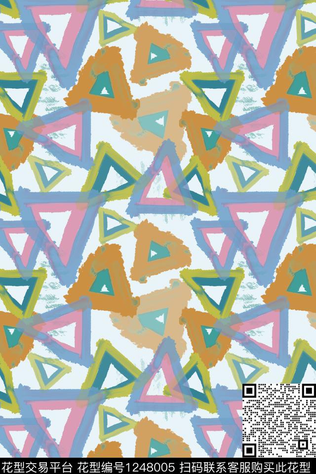 三角形几何密铺几何数码印花华亿平台下载（图片编号: 1248005） - 瓦栏（Walan）