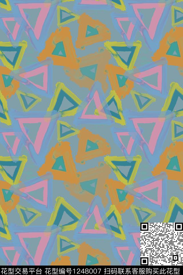 三角形几何密铺几何数码印花华亿平台下载（图片编号: 1248007） - 瓦栏（Walan）