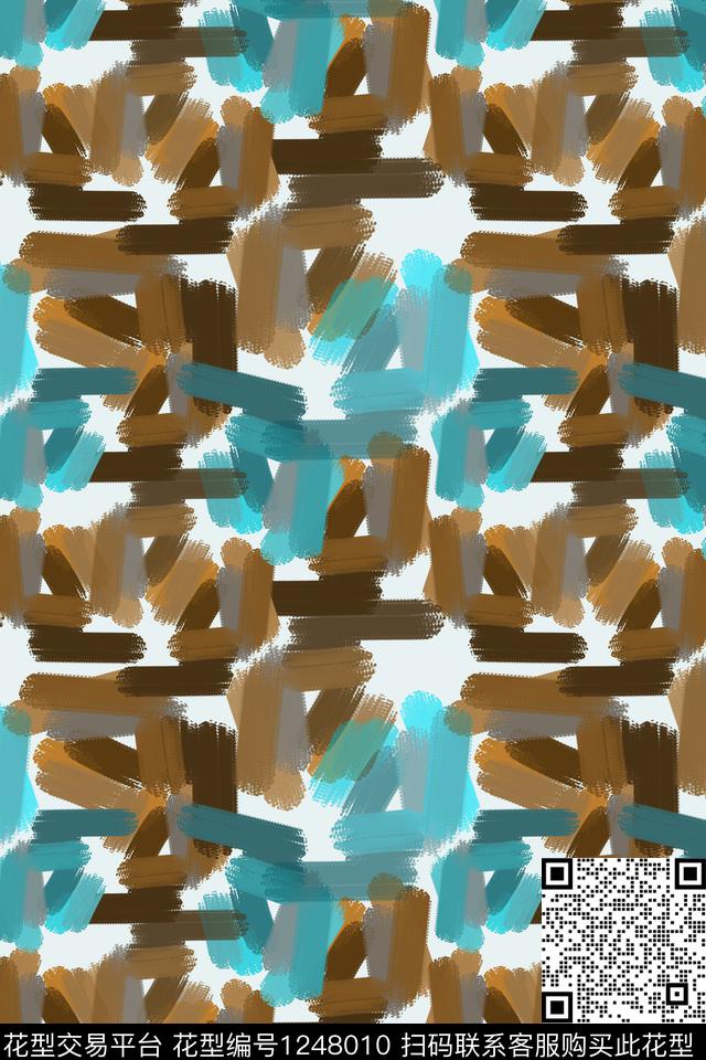 三角形手绘线条笔触男装休闲花卉数码印花华亿平台下载（图片编号: 1248010） - 瓦栏（Walan）