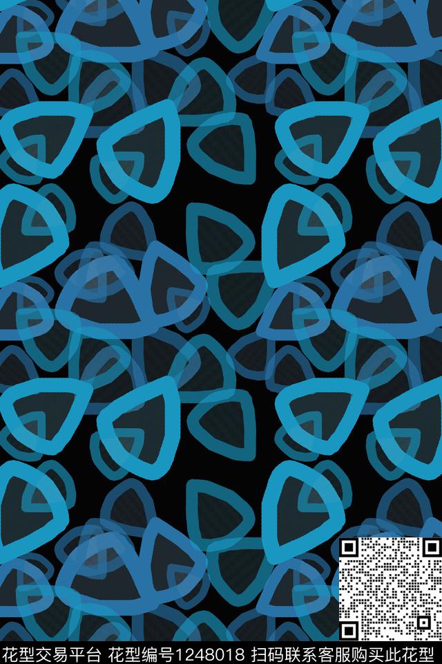 三角形手绘线条笔触男装休闲花卉数码印花华亿平台下载（图片编号: 1248018） - 瓦栏（Walan）