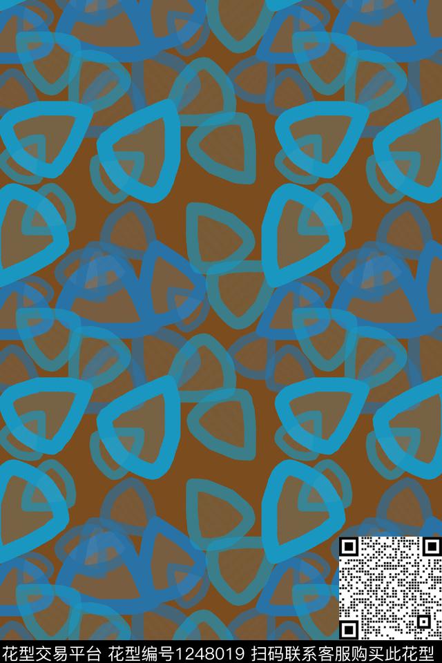 三角形手绘线条笔触男装休闲花卉数码印花华亿平台下载（图片编号: 1248019） - 瓦栏（Walan）