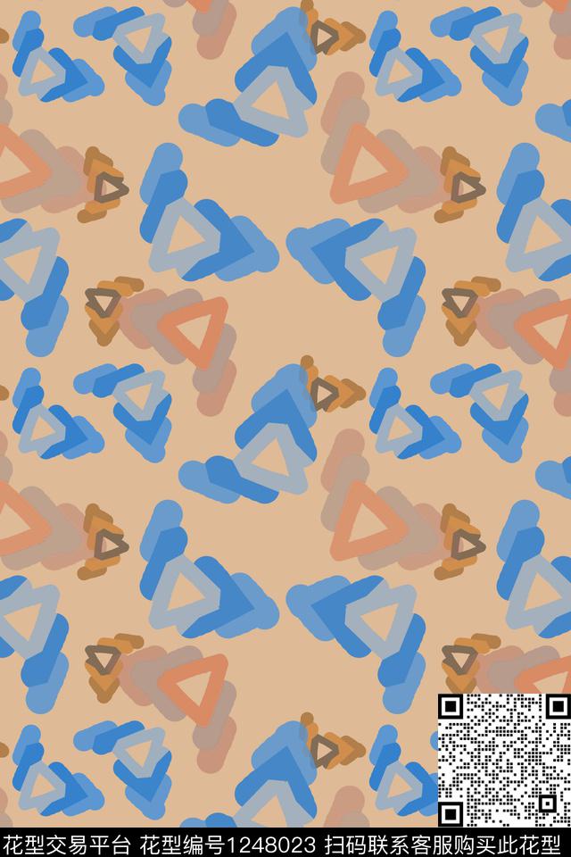 男装休闲花卉手绘线条笔触几何数码印花华亿平台下载（图片编号: 1248023） - 瓦栏（Walan）