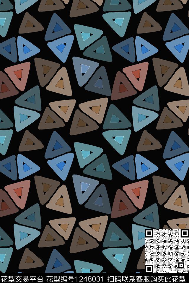 三角形几何密铺几何数码印花华亿平台下载（图片编号: 1248031） - 瓦栏（Walan）