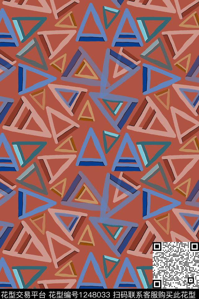 三角形几何密铺几何数码印花华亿平台下载（图片编号: 1248033） - 瓦栏（Walan）