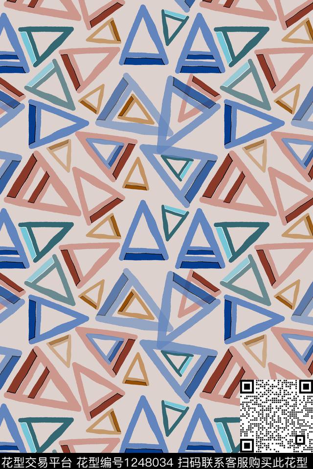 三角形几何密铺几何数码印花华亿平台下载（图片编号: 1248034） - 瓦栏（Walan）