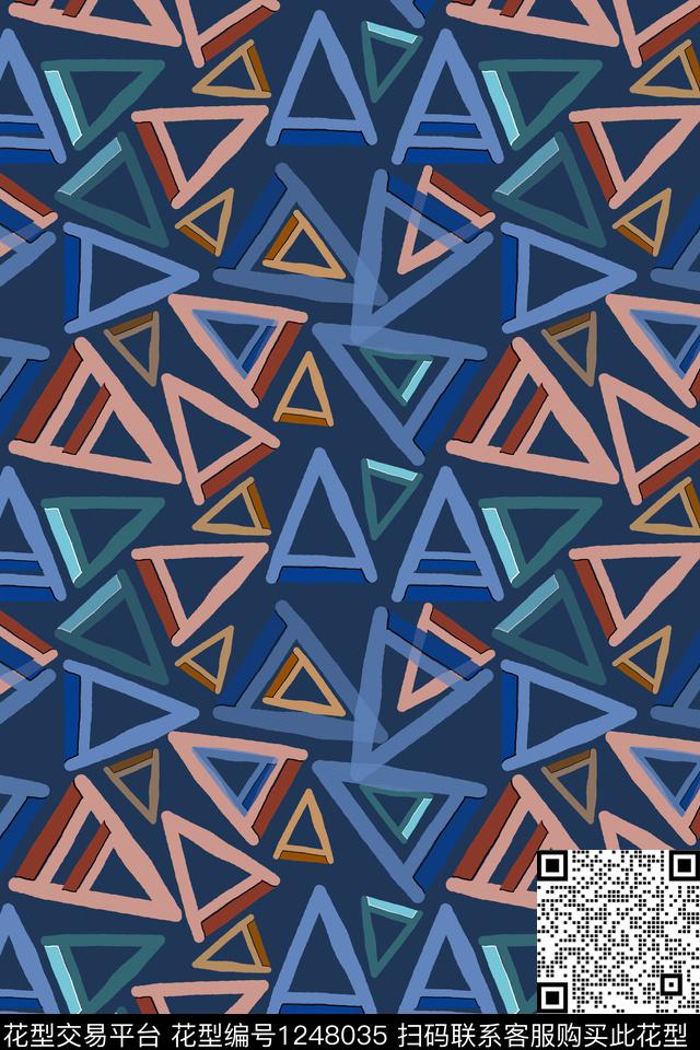 三角形几何密铺几何数码印花华亿平台下载（图片编号: 1248035） - 瓦栏（Walan）