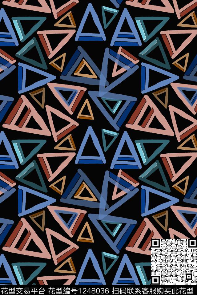 三角形几何密铺几何数码印花华亿平台下载（图片编号: 1248036） - 瓦栏（Walan）