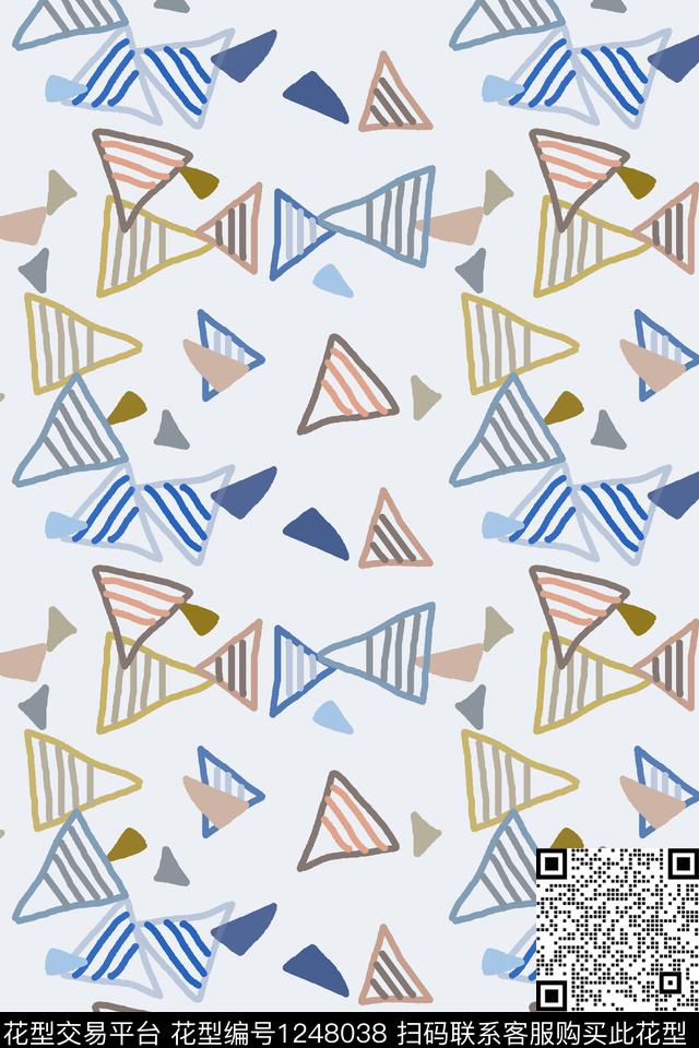 三角形手绘线条笔触传统印花华亿平台下载（图片编号: 1248038） - 瓦栏（Walan）