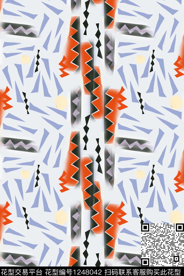 三角形几何手绘线条笔触数码印花华亿平台下载（图片编号: 1248042） - 瓦栏（Walan）