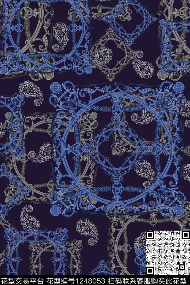 衬衫欧美佩斯利数码印花华亿平台下载（图片编号: 1248053） - 瓦栏（Walan）