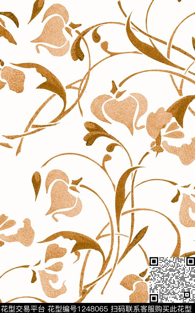 花卉水彩大牌风数码印花华亿平台下载（图片编号: 1248065） - 瓦栏（Walan）