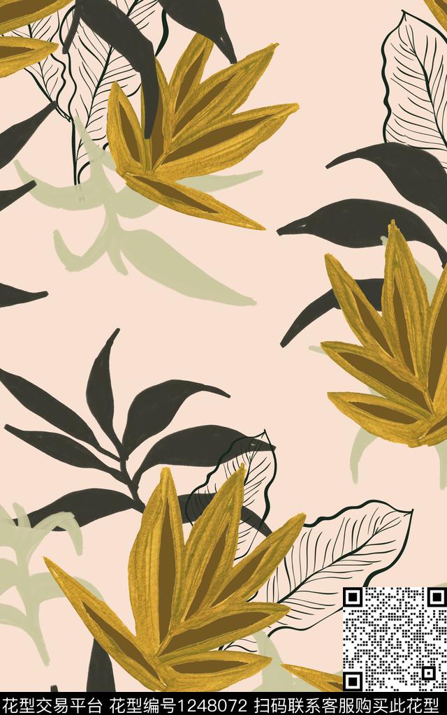 花卉水彩大牌风数码印花华亿平台下载（图片编号: 1248072） - 瓦栏（Walan）