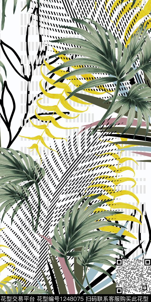 花卉水彩大牌风数码印花华亿平台下载（图片编号: 1248075） - 瓦栏（Walan）