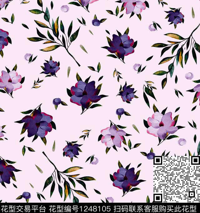 小碎花大牌风三角梅数码印花华亿平台下载（图片编号: 1248105） - 瓦栏（Walan）