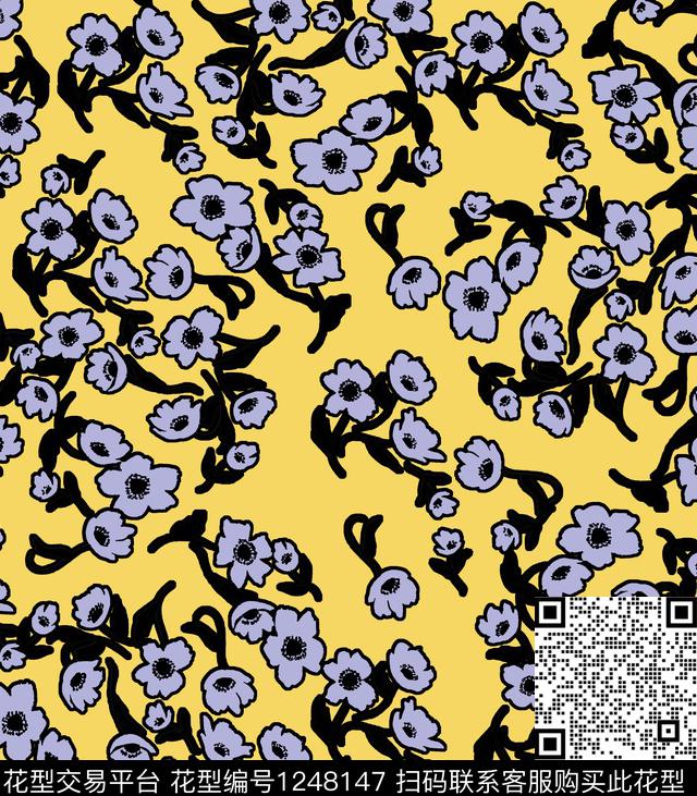 小碎花大牌风三角梅数码印花华亿平台下载（图片编号: 1248147） - 瓦栏（Walan）