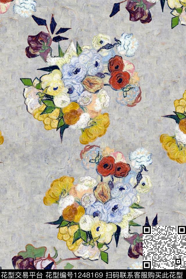 花卉1/2接油画华亿平台数码印花华亿平台下载（图片编号: 1248169） - 瓦栏（Walan）