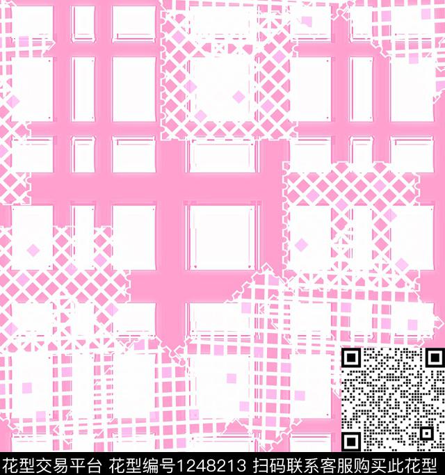 几何抽象格子数码印花华亿平台下载（图片编号: 1248213） - 瓦栏（Walan）