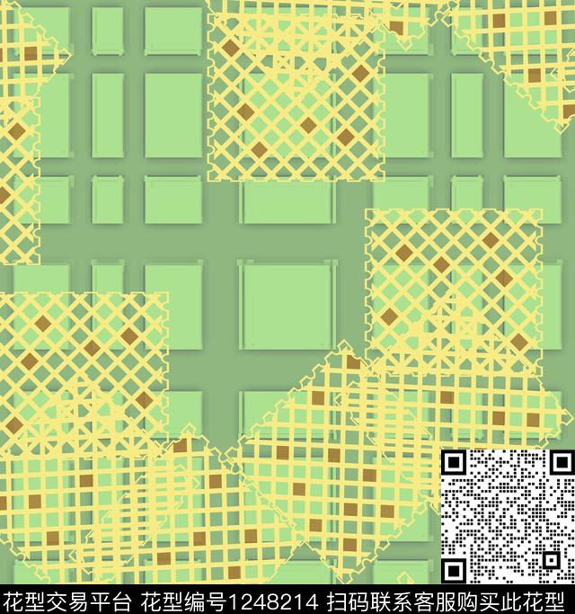 几何抽象格子数码印花华亿平台下载（图片编号: 1248214） - 瓦栏（Walan）