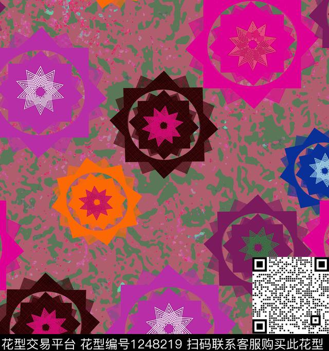 几何抽象格子数码印花华亿平台下载（图片编号: 1248219） - 瓦栏（Walan）