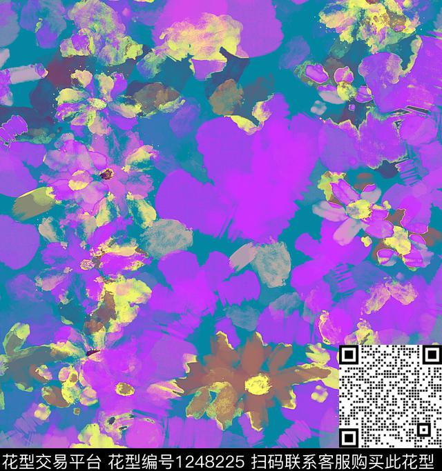 小碎花花卉抽象数码印花华亿平台下载（图片编号: 1248225） - 瓦栏（Walan）