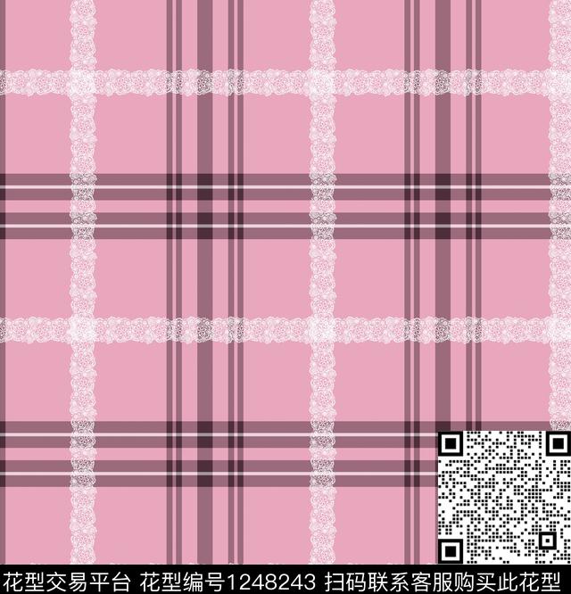 数码华亿平台网布蕾丝格子传统印花华亿平台下载（图片编号: 1248243） - 瓦栏（Walan）