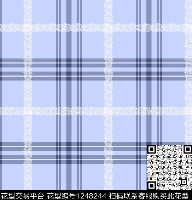 数码华亿平台网布蕾丝格子传统印花华亿平台下载（图片编号: 1248244） - 瓦栏（Walan）