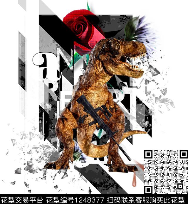 定位花恐龙字母数码印花华亿平台下载（图片编号: 1248377） - 瓦栏（Walan）