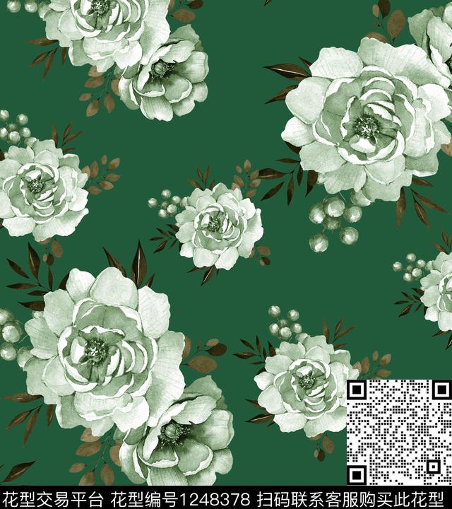 牡丹大牌风小碎花数码印花华亿平台下载（图片编号: 1248378） - 瓦栏（Walan）