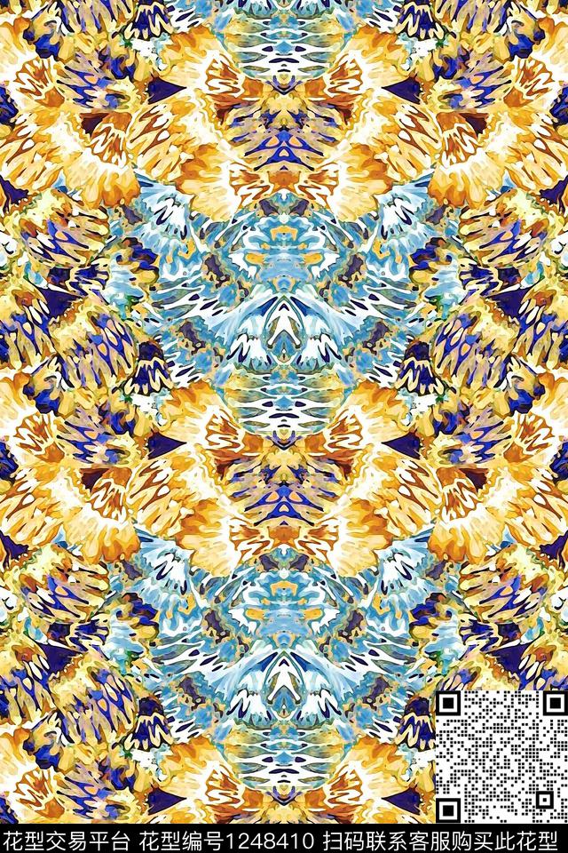 复古定位花羽毛数码印花华亿平台下载（图片编号: 1248410） - 瓦栏（Walan）