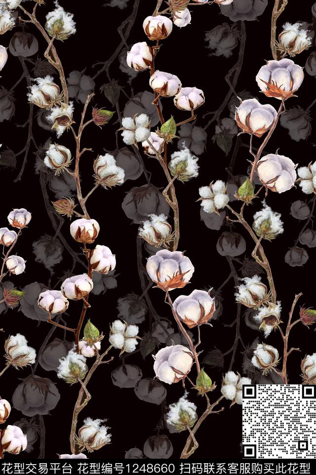 小碎花花卉大牌风数码印花华亿平台下载（图片编号: 1248660） - 瓦栏（Walan）