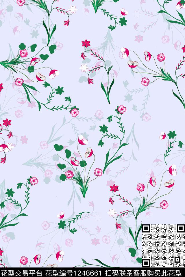 小碎花花卉大牌风数码印花华亿平台下载（图片编号: 1248661） - 瓦栏（Walan）