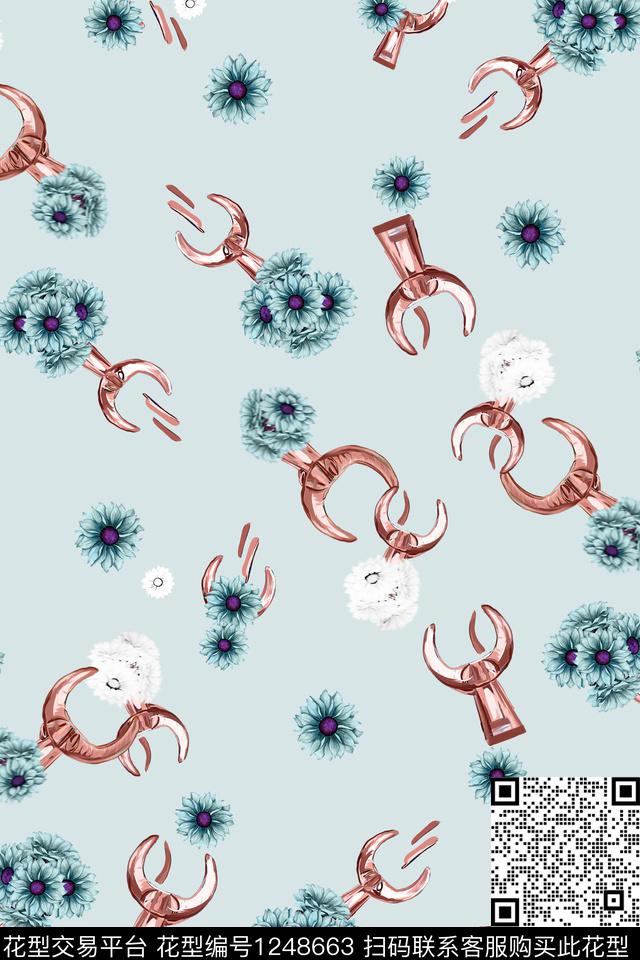 花卉金属数码印花华亿平台下载（图片编号: 1248663） - 瓦栏（Walan）