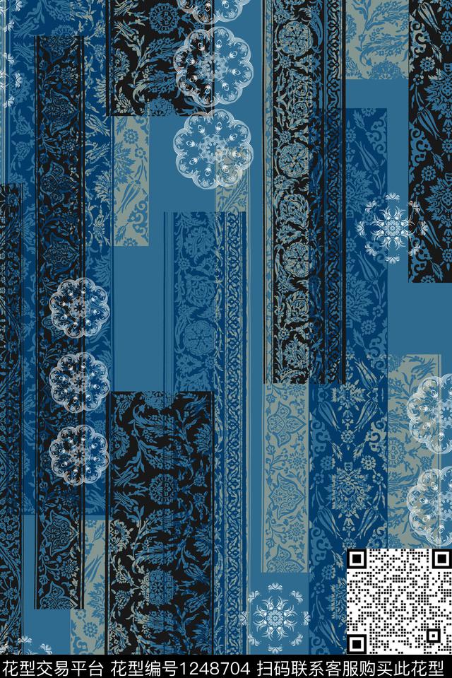 欧美佩斯利大牌风数码印花华亿平台下载（图片编号: 1248704） - 瓦栏（Walan）