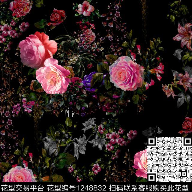 花卉人物数码华亿平台数码印花华亿平台下载（图片编号: 1248832） - 瓦栏（Walan）