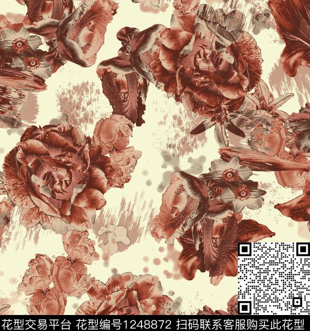 花卉抽象炫彩数码印花华亿平台下载（图片编号: 1248872） - 瓦栏（Walan）