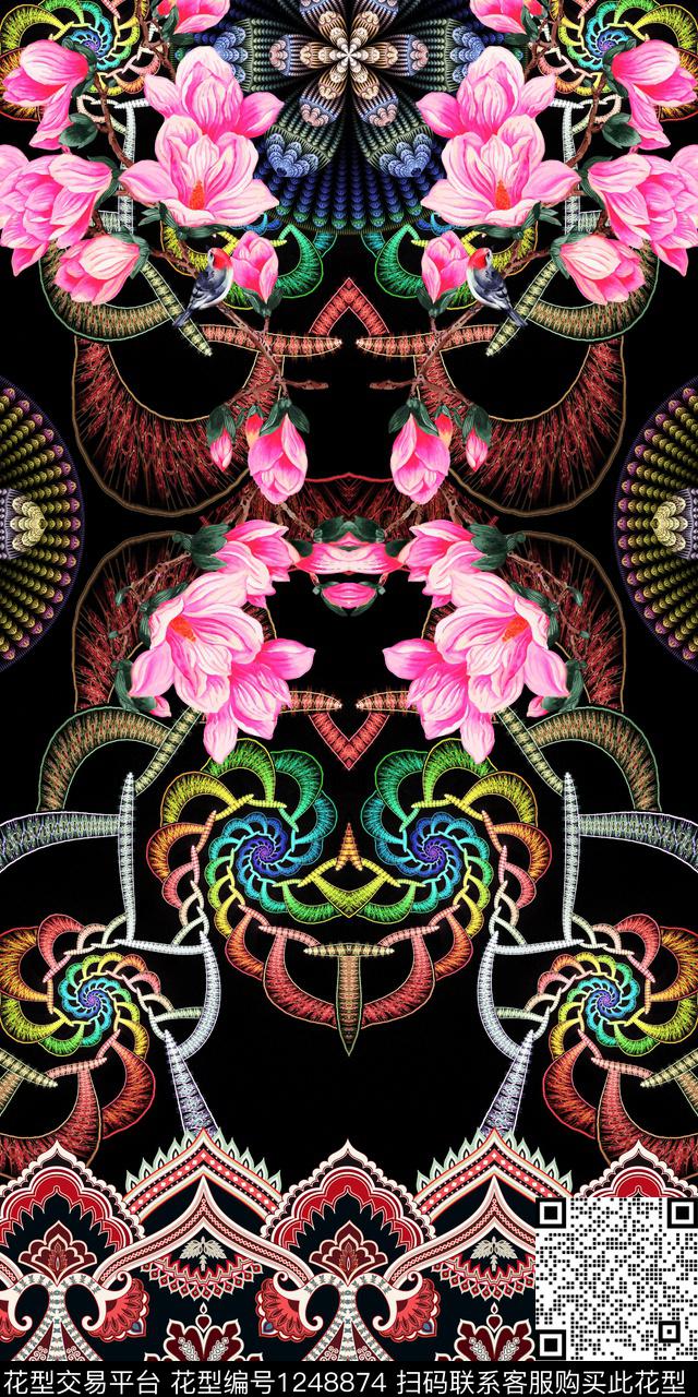 花卉民族风定位花数码印花华亿平台下载（图片编号: 1248874） - 瓦栏（Walan）