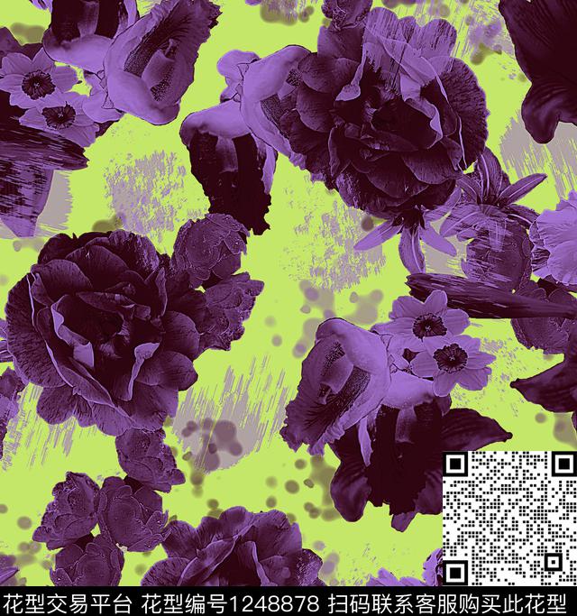 花卉抽象炫彩数码印花华亿平台下载（图片编号: 1248878） - 瓦栏（Walan）