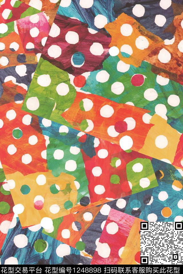 小波点几何混合拼接传统印花华亿平台下载（图片编号: 1248898） - 瓦栏（Walan）