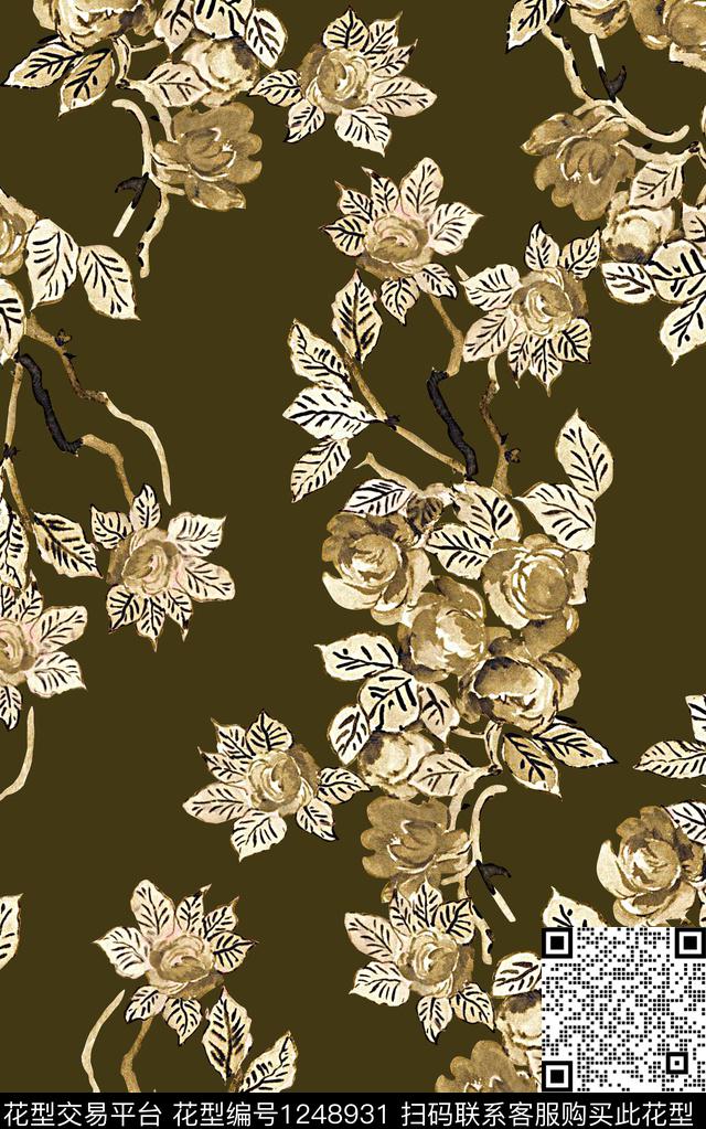 复古民族风印花玫瑰花印花数码印花华亿平台下载（图片编号: 1248931） - 瓦栏（Walan）