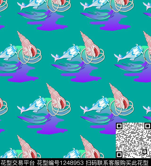 贝壳珠宝宝石抽象传统印花华亿平台下载（图片编号: 1248953） - 瓦栏（Walan）