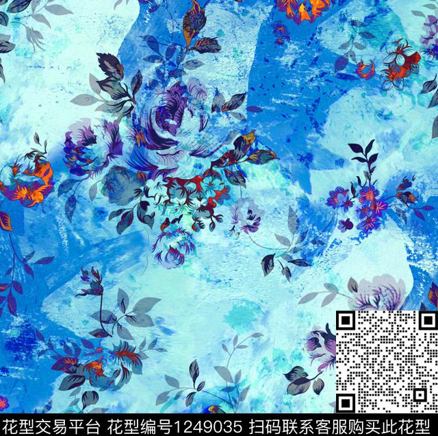 清爽花卉底纹数码印花华亿平台下载（图片编号: 1249035） - 瓦栏（Walan）