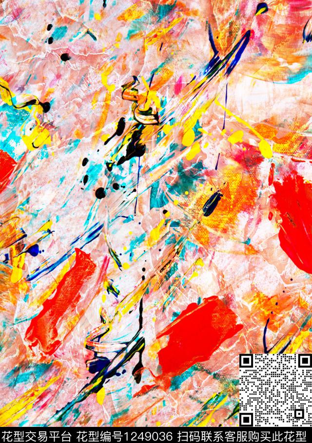 肌理抽象画笔数码印花华亿平台下载（图片编号: 1249036） - 瓦栏（Walan）