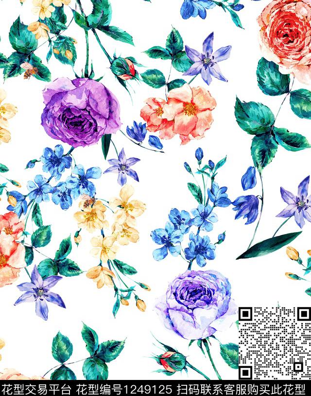 绣球花小碎花蔬菜数码印花华亿平台下载（图片编号: 1249125） - 瓦栏（Walan）