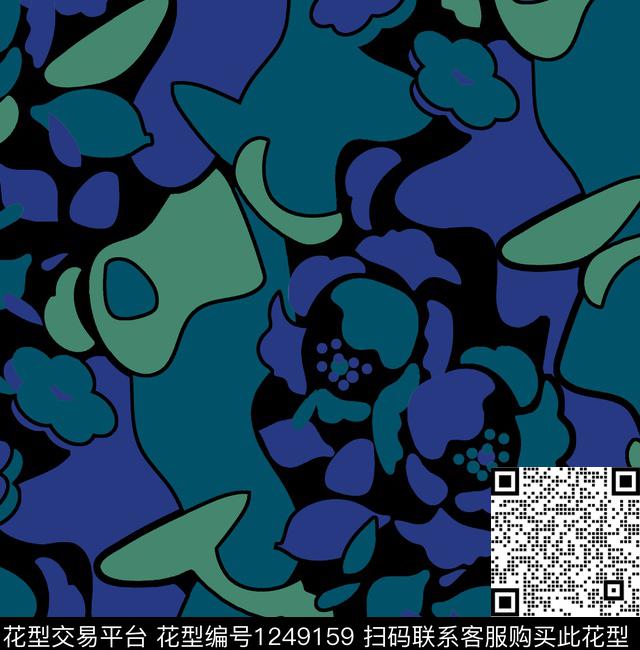 几何花卉大牌风abstract传统印花华亿平台下载（图片编号: 1249159） - 瓦栏（Walan）