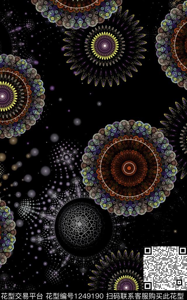 几何圆形抽象数码印花华亿平台下载（图片编号: 1249190） - 瓦栏（Walan）