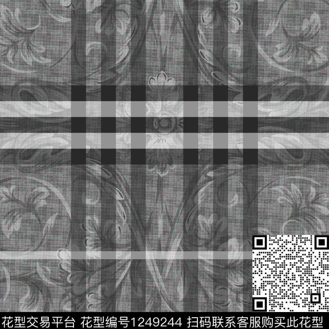 格子定位花男装数码印花华亿平台下载（图片编号: 1249244） - 瓦栏（Walan）