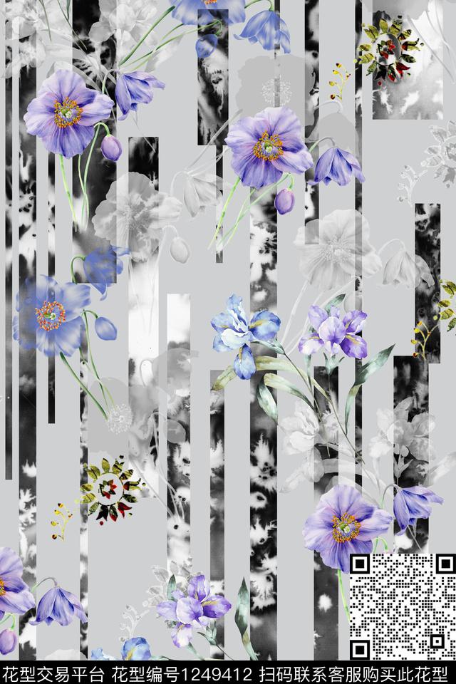 清爽花卉底纹数码印花华亿平台下载（图片编号: 1249412） - 瓦栏（Walan）